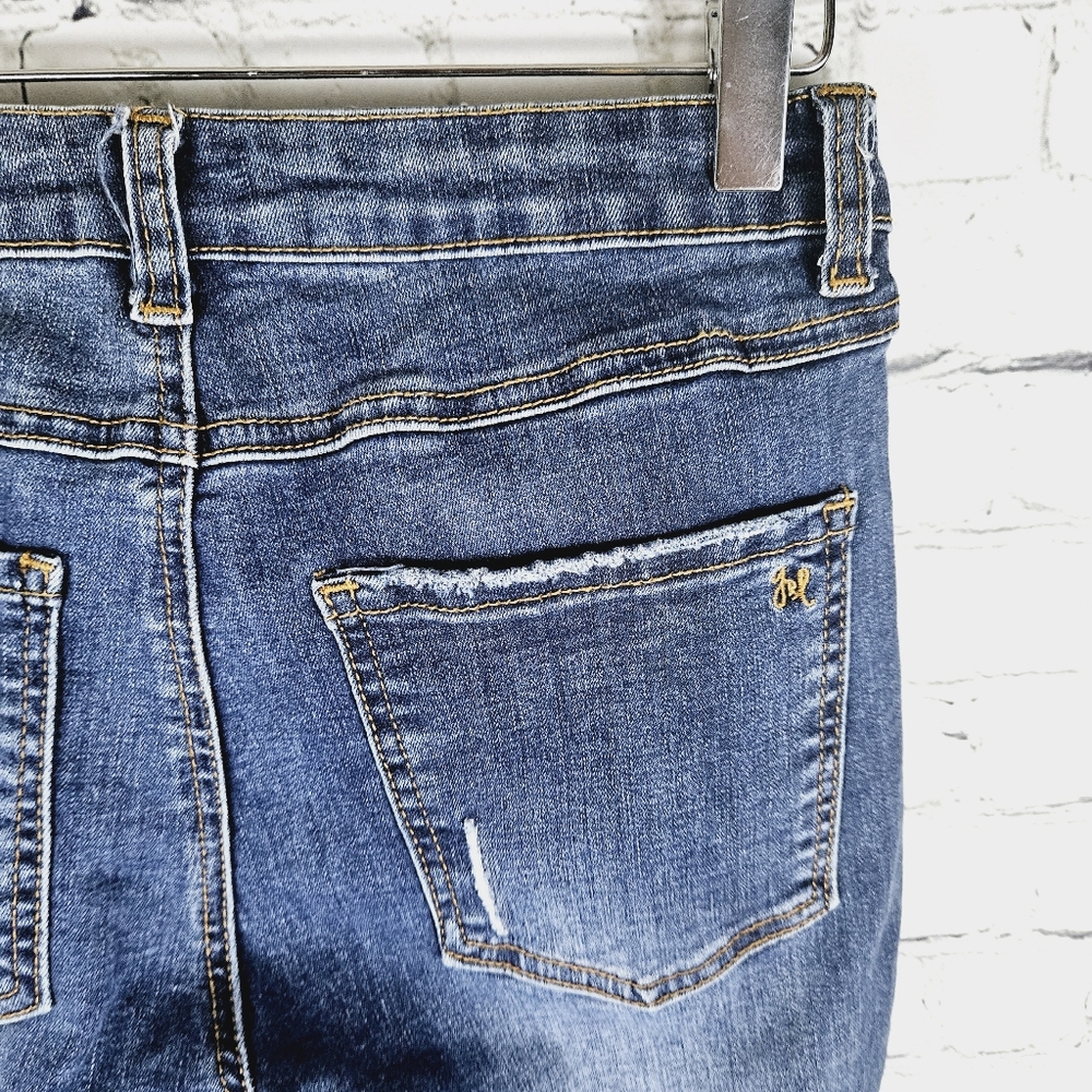 GRACE & LACE | distressed cuffed high waist stretch skinny jeans
